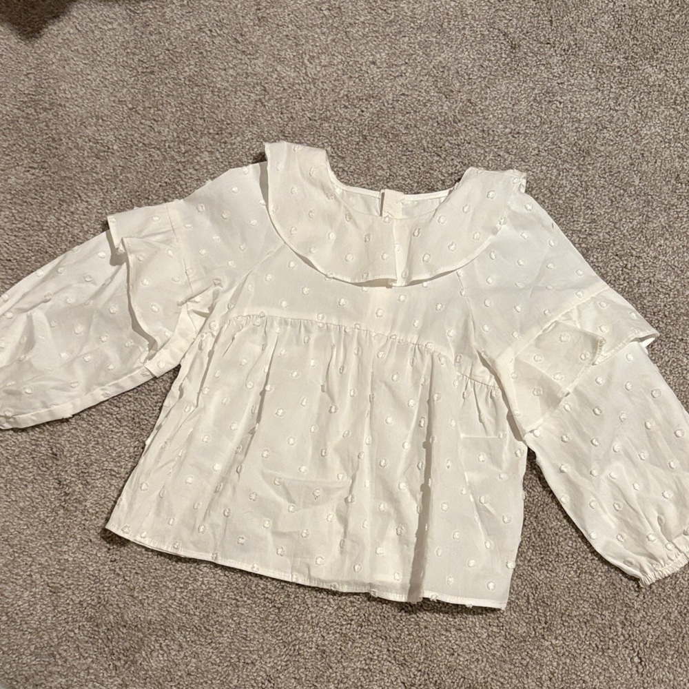 4T Zara Cream Textured Blouse